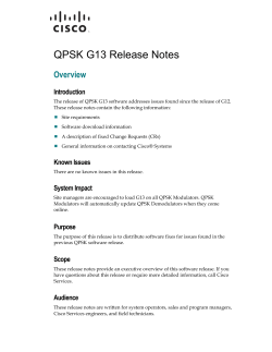 QPSK G13 Release Notes