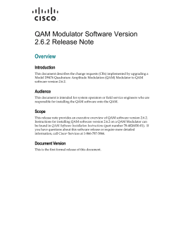 QAM Modulator Software Version 2.6.2 Release Note