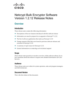 Netcrypt Bulk Encryptor Software Version 1.2.12 Release Notes