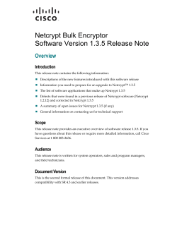 Netcrypt Bulk Encryptor Software Version 1.3.5 Release Note