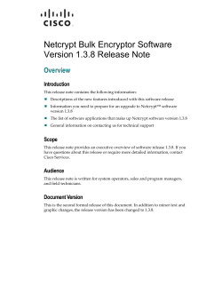 Netcrypt Bulk Encryptor Software Version 1.3.8 Release Note