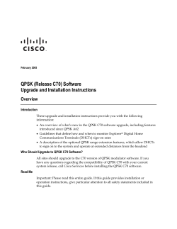 QPSK (Release C70) Software Upgrade and Installation Instructions