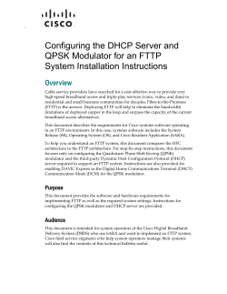 Configuring the DHCP Server and QPSK Modulator for an FTTP System Installation Instructions
