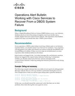 Operations Alert Bulletin: Working with Cisco Services to Recover From a DBDS System Failure