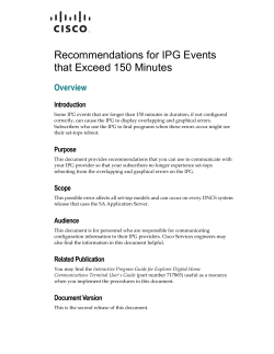 Recommendations for IPG Events that Exceed 150 Minutes Technical Bulletin