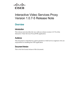 Interactive Video Services Proxy Version 1.0.7-5 Release Note