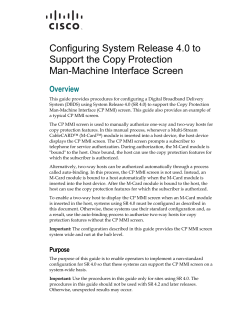 Configuring System Release 4.0 to Support the Copy Protection Man-Machine Interface Screen User Guide