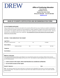 Drew University Dean of Students Certification and Recommendation Form