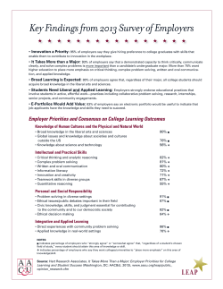 Key Findings from 2013 Survey of Employers
