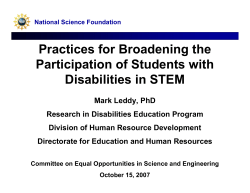 Practices for Broadening the Participation of Students with Disabilities in STEM