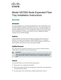 Cisco GS7000 GainMaker Node Expanded Fiber Tray Installation Instructions