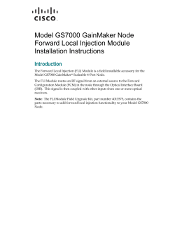 Model GS7000 GainMaker Node Forward Local Injection Module Installation Instructions