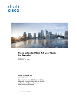 Cisco Extended Care 1.0 User Guide for Provider