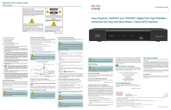 Cisco Explorer 1640HDC and 1642HDC Digital-Only High-Definition Interactive Set-Tops with Multi-Stream CableCARD Interface Quick Reference