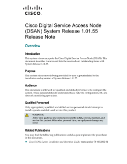 Cisco Digital Service Access Node (DSAN) System Release 1.01.55 Release Note