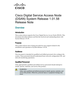 Cisco Digital Service Access Node (DSAN) System Release 1.01.58 Release Note