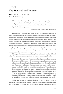 The Transcultural Journey - Richard Slimbach