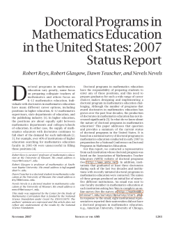 Doctoral Programs in Mathematics Education in the United States: 2007 Status Report,