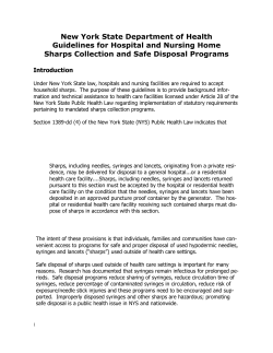 Guidelines for Hospital and Nursing Home Sharps Collection Safe Disposal Programs