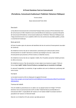 Bases generals del III Premi Dom nec Font en Comunicaci