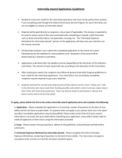 Internship Award Application Guidelines