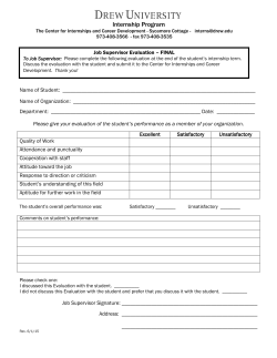 Internship Job Supervisor s Final Evaluation