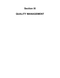 "Section IX: Quality Management" is also available in Portable Document Format.
