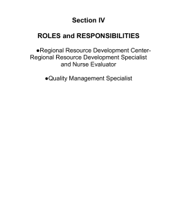 "Section IV: Roles and Responsibilities" is also available in Portable Document Format.