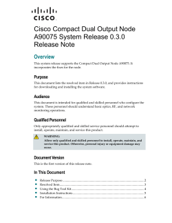 Cisco Compact Dual Output Node A90075 System Release 0.3.0 Release Note