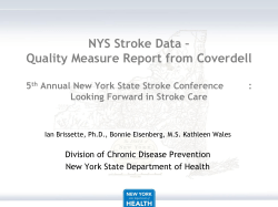 NYS Stroke Data: Quality Measure Report from Coverdell (5th Annual New York State Stroke Conference)