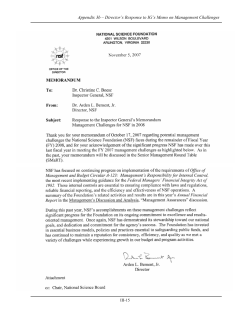 Director s Response to IG s Memo on Management Challenges and