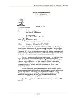 Inspector General s Memorandum on FY 2006 Management Challenges