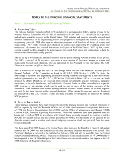 Notes to the Principal Financial Statements