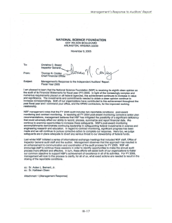 Management s Response to Auditors Report