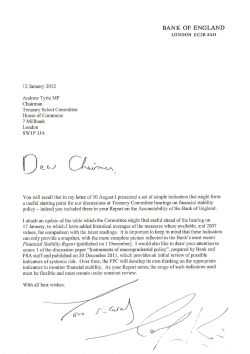 letter from the Governor to Andrew Tyrie MP