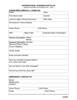 Student Information Health Form