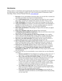 Risk Reduction Strategies