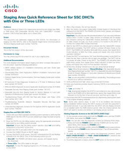 Staging Area Quick Reference Sheet for SSC DHCTs with One or Three LEDs