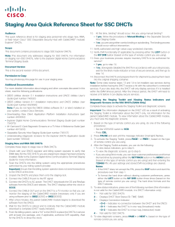 Staging Area Quick Reference Sheet for SSC DHCTs