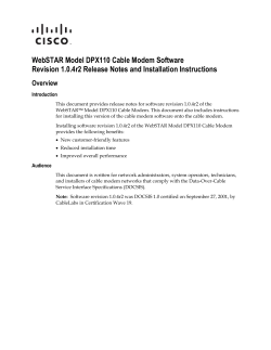 WebSTAR Model DPX110 Cable Modem Software Revision 1.0.4r2 Release Notes and Installation Instructions