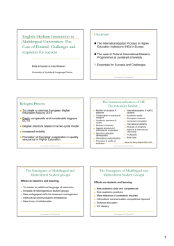 English-Medium Instruction in Multilingual Universities: The Case of Finland. Challenges and requisites for success