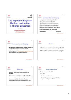 "The Impact of English-Medium Instruction (EMI) in Higher Education"
