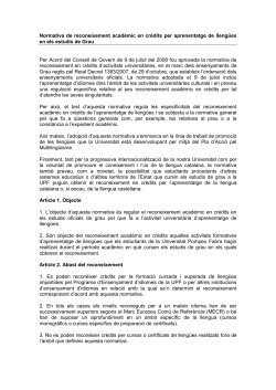 Normativa de reconeixement acad mic en cr dits