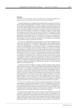 Decret 128/2010, de 14 de setembre, sobre l'acreditaci del coneixement ling stic del professorat de les universitats dels sistema universitari de Catalunya