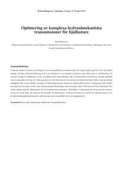 Optimering av komplexa hydraulmekaniska - Karl Pettersson, LiU