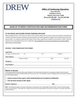 Drew University Dean of Students Certification and Recommendation Form