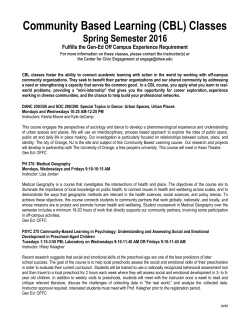 Community Based Learning Classes Spring 2016