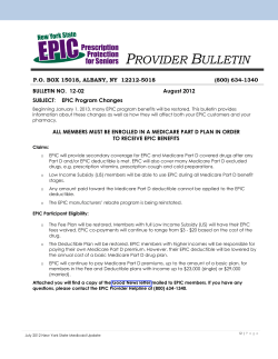 Provider Bulletin: EPIC Program Changes
