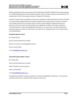 Announcement of Intent to Solicit Proposals