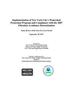 Implementation of New York City's Watershed Protection Program and Compliance with the 2007 Filtration Avoidance Determination